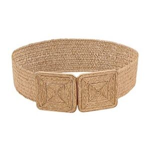 Verdusa Stretch Straw Square Buckle Belt